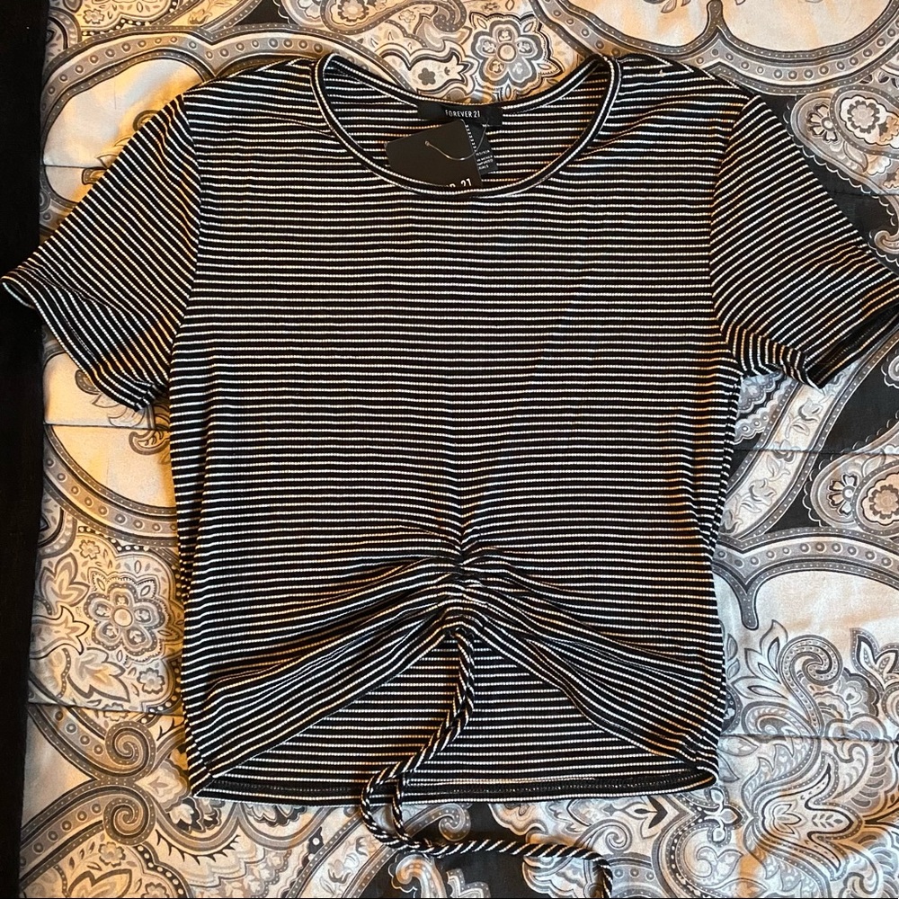 Forever 21 Striped Adjustable Crop Top (Brand New)